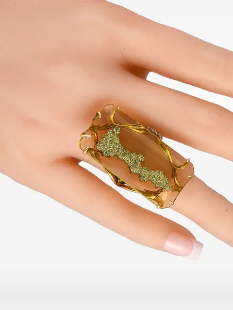 Casato 18K yellow gold diamond and lemon quartz ring