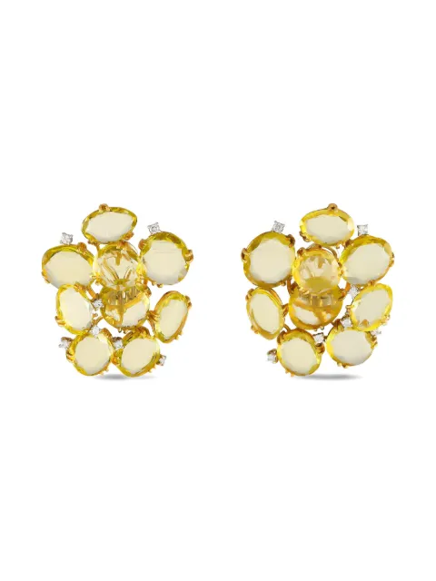Casato 18K yellow gold diamond and quartz earrings