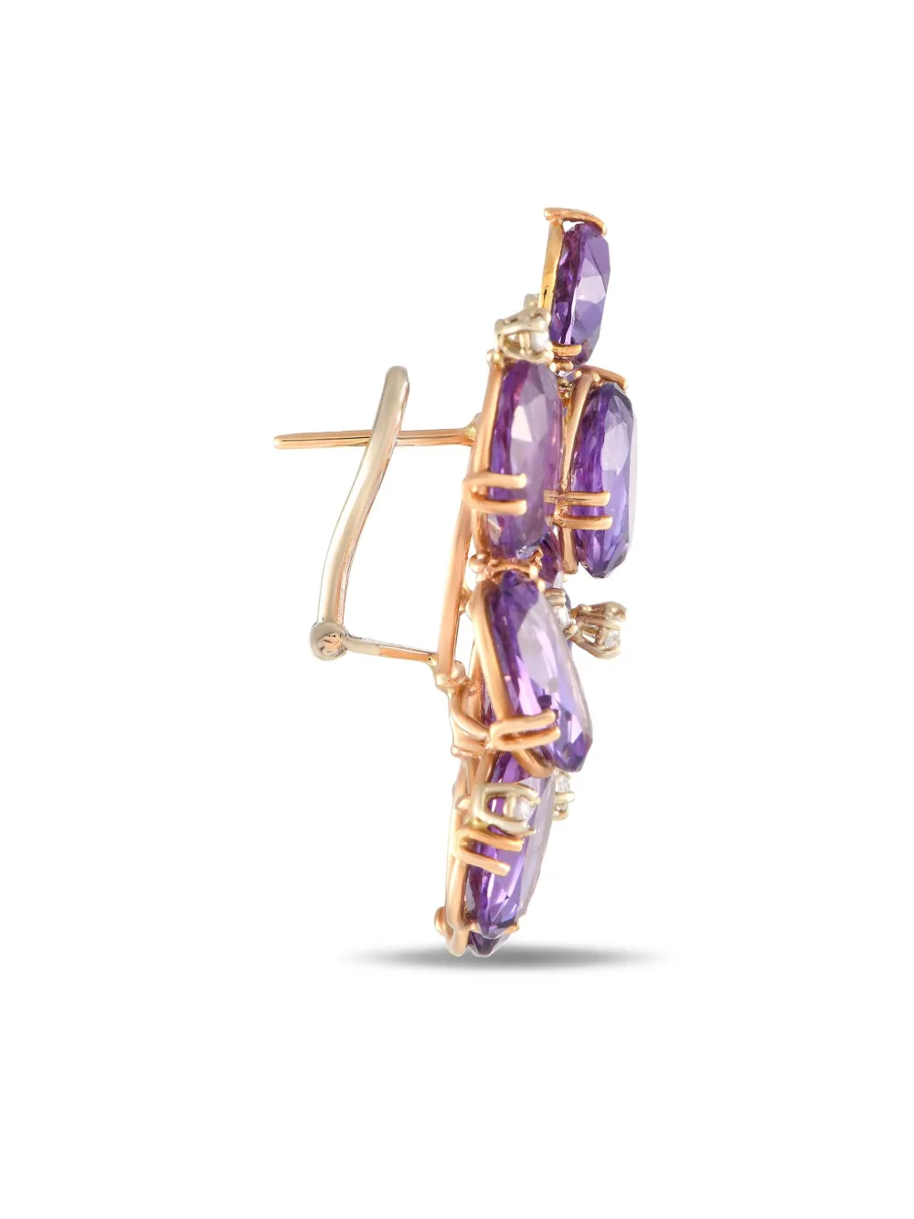 Pre-owned Casato 18k Rose Gold Diamonds And Amethysts Earrings In Pink