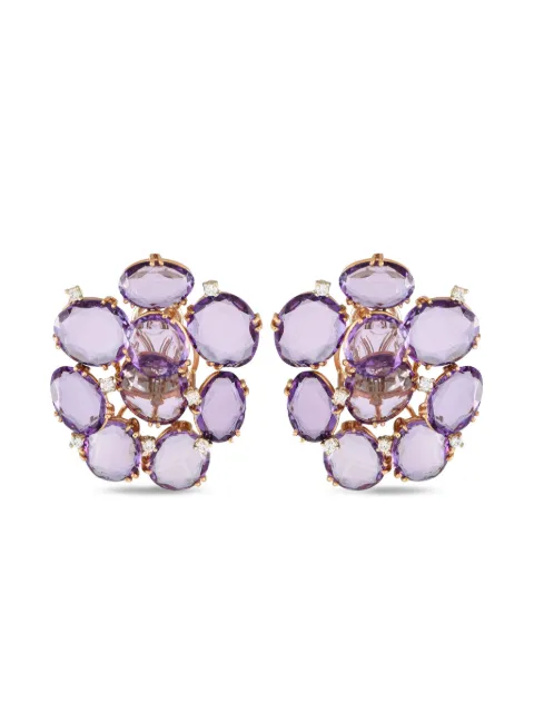 Casato aretes en oro rosa de 18kt con diamantes y amatistas