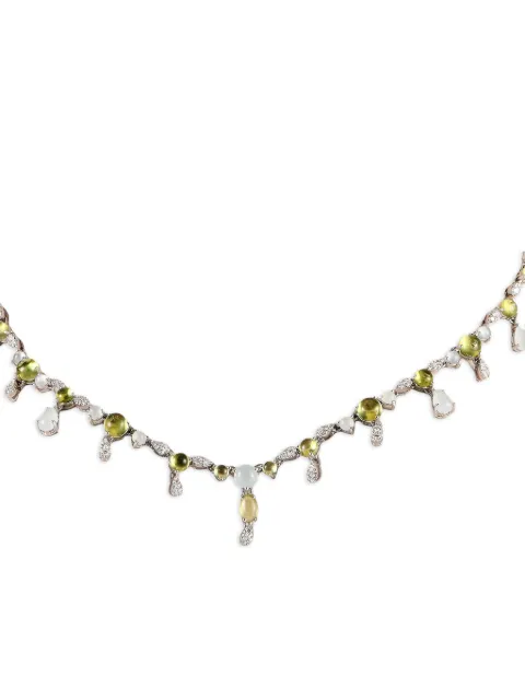 Bucherer 18K white gold aquamarine, peridot and diamond necklace