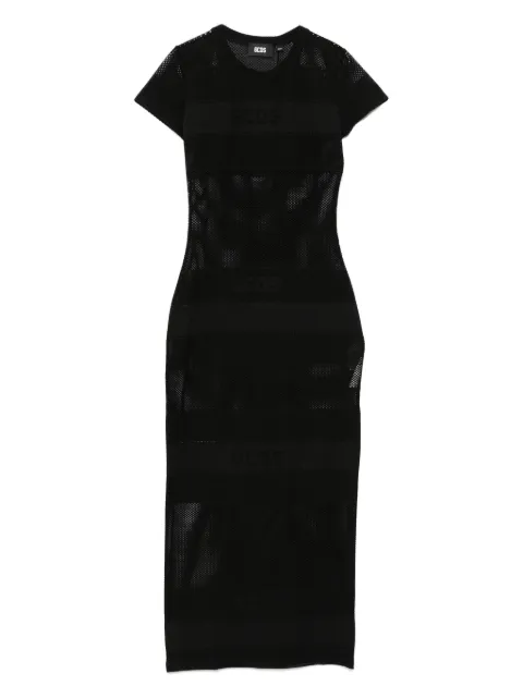 GCDS logo net maxi dress