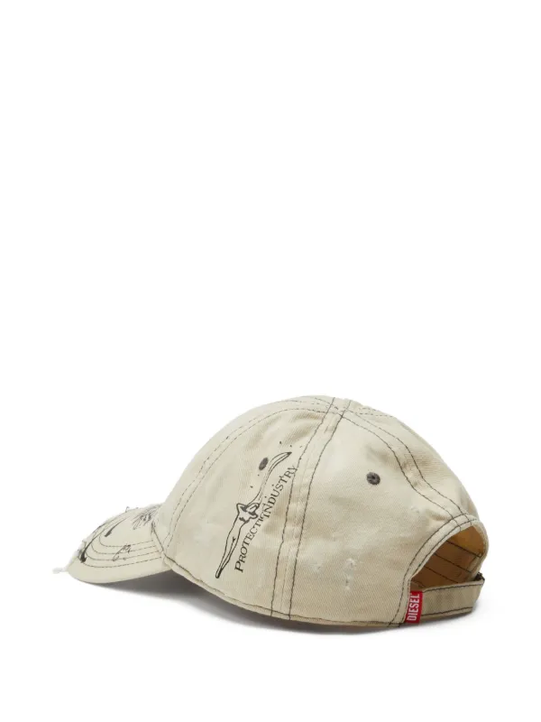 【DIESEL キャップ】Distressed baseball cap Diesel Distressed Baseball Cap | Neutrals | FARFETCH CA