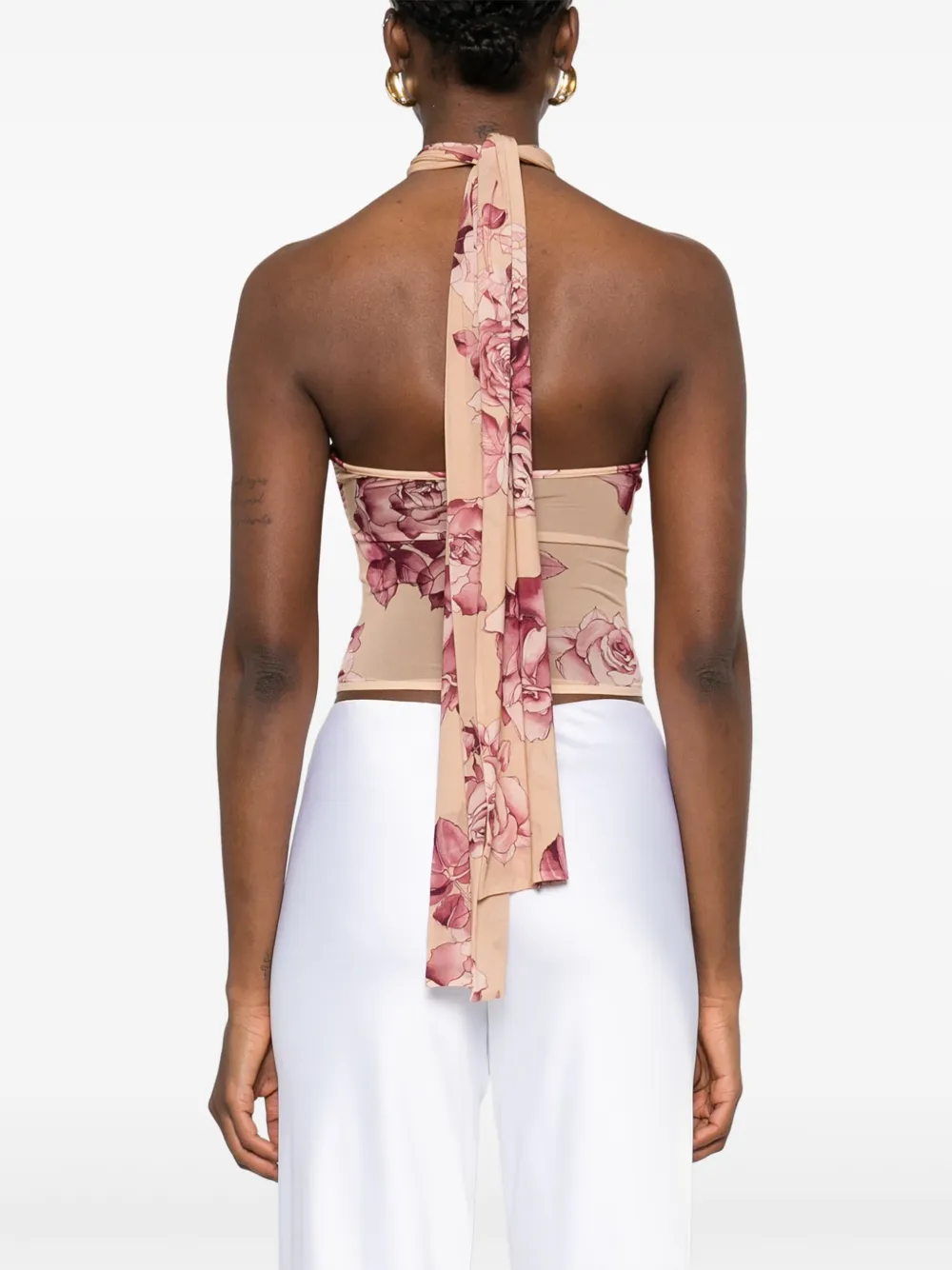 Magda Butrym Top met bloemenapplicatie Beige