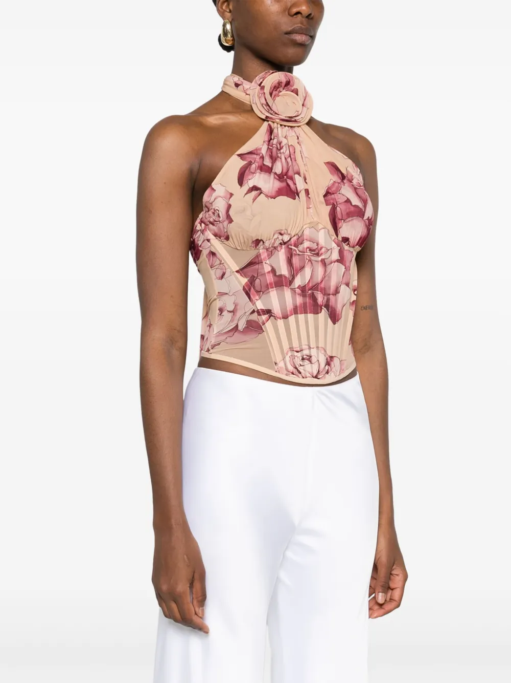 Magda Butrym Top met bloemenapplicatie Beige