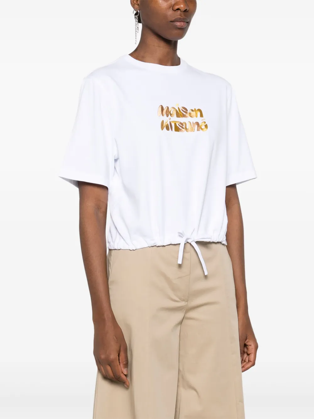 Maison Kitsuné T-shirt met geborduurd logo Wit