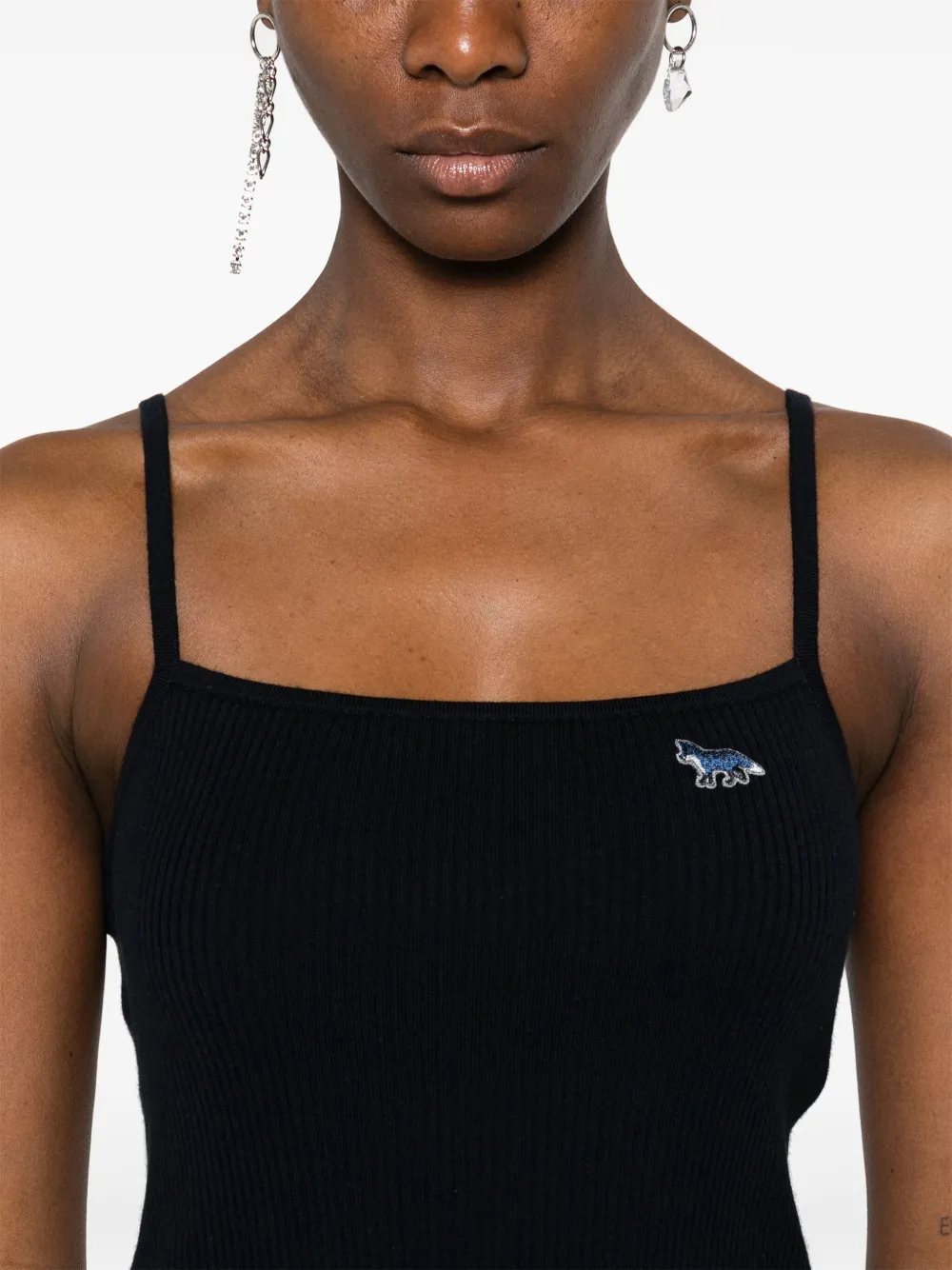 Maison Kitsuné Tanktop met vossenpatroon Blauw