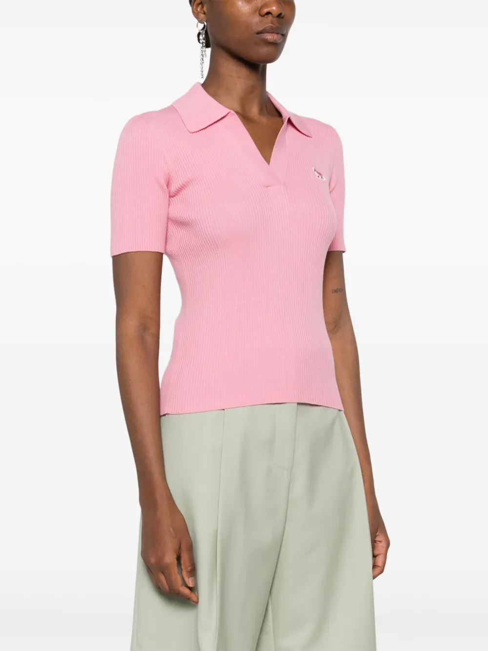 Maison Kitsuné T-shirt met vospatroon Roze