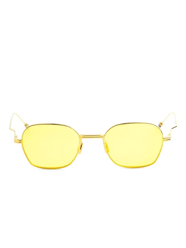 THOM BROWNE ゴールド スクエア サングラス Thom Browne Eyewear スクエアフレーム サングラス | ゴールド