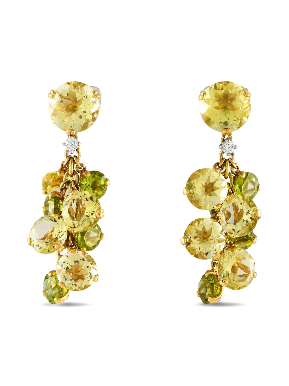 Casato 18K yellow gold Quartz diamond and prasiolite earrings - Casato 18K yellow gold Quartz diamond and prasiolite earrings -