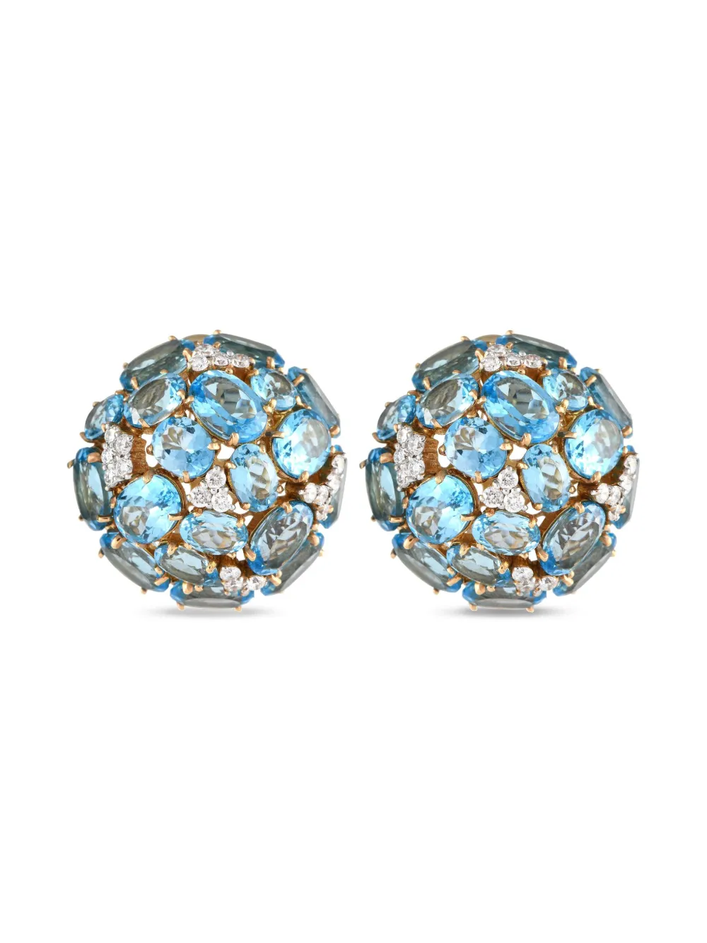 18K yellow gold diamond and topaz earrings