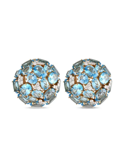 Casato aretes en oro amarillo de 18kt con diamante y topacio