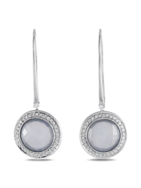 Casato aretes en oro blanco de 18kt con calcedonia