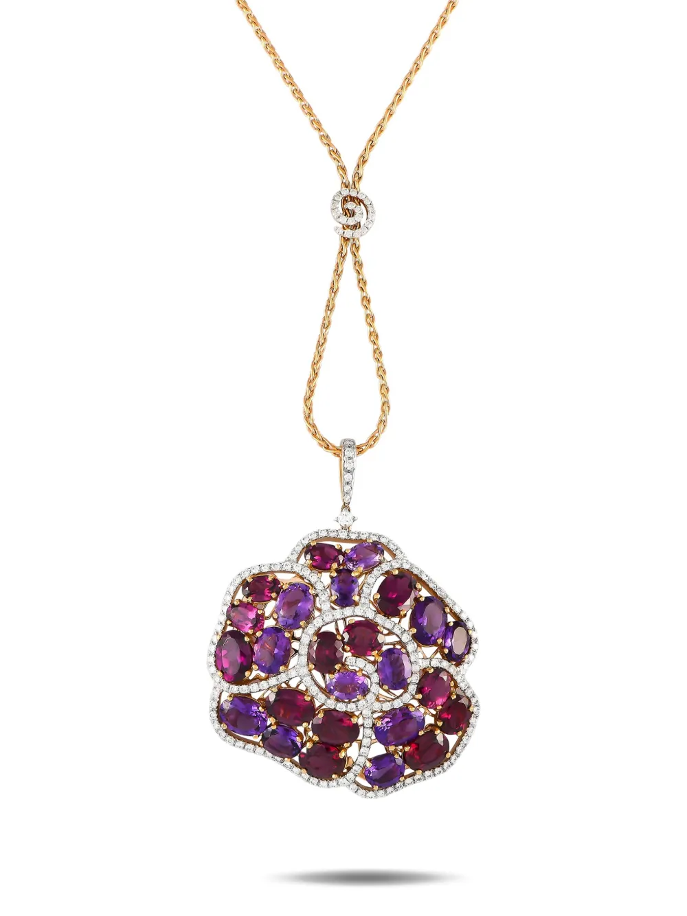 Casato 18K yellow gold multi-stone necklace - ピンク Casato 18K yellow gold multi-stone necklace - ピンク