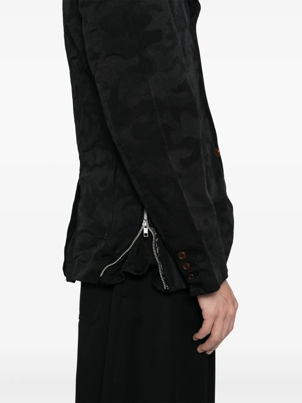 Black Comme Des Garçons Jack met camouflage-jacquard en rits Zwart