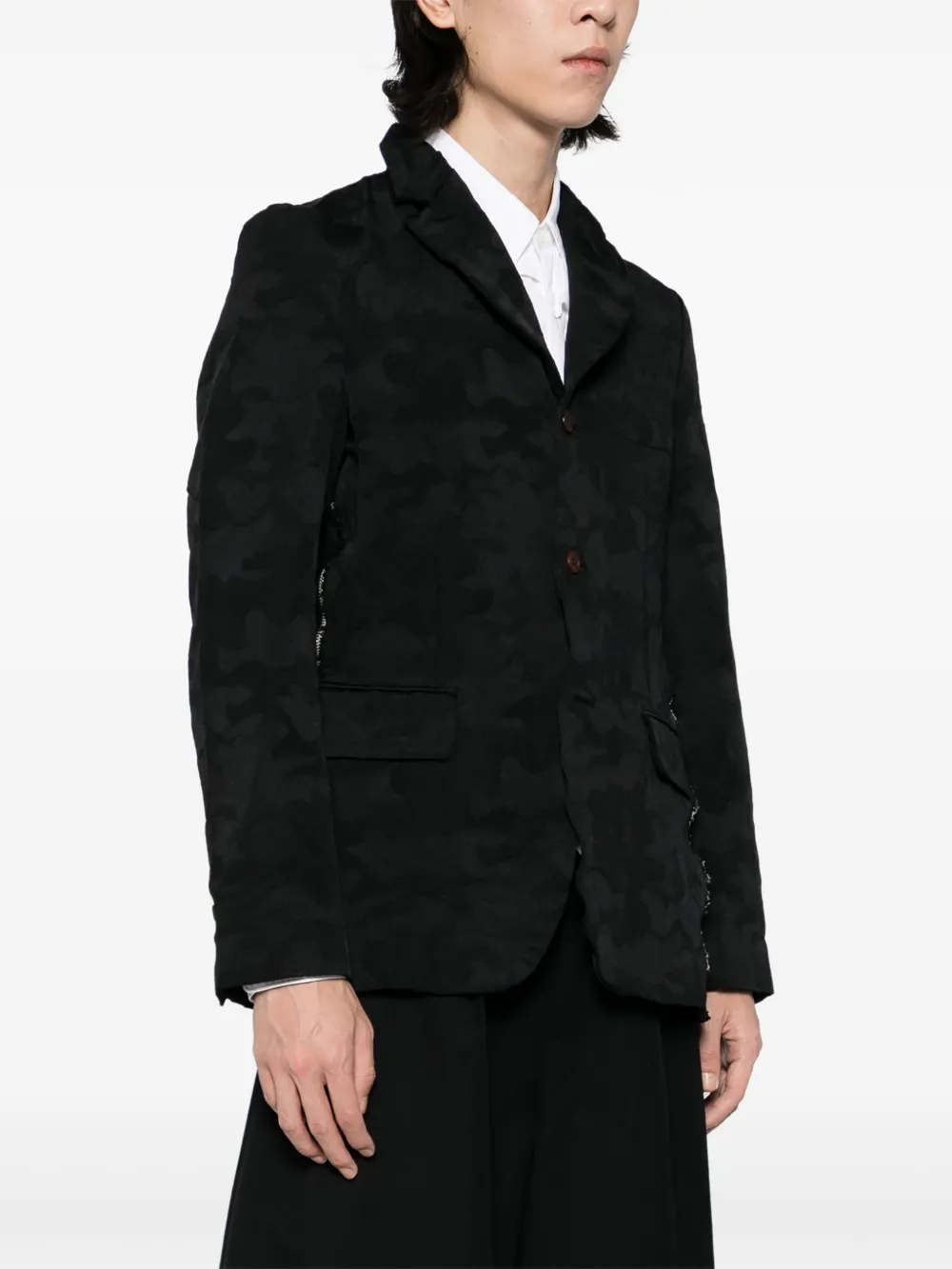 Black Comme Des Garçons Jack met camouflage-jacquard en rits Zwart