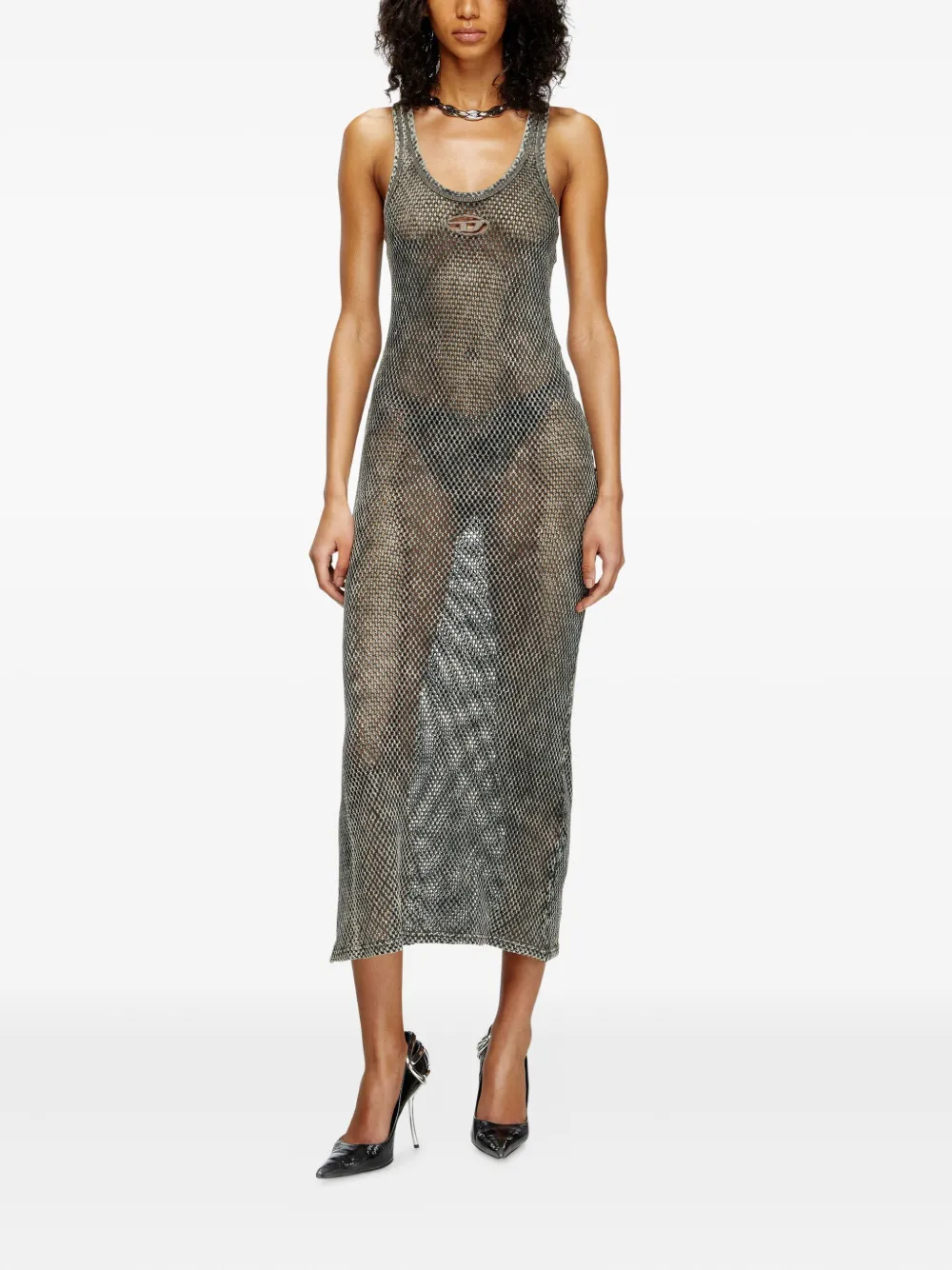Diesel Maeve-Utlt mesh jurk Grijs