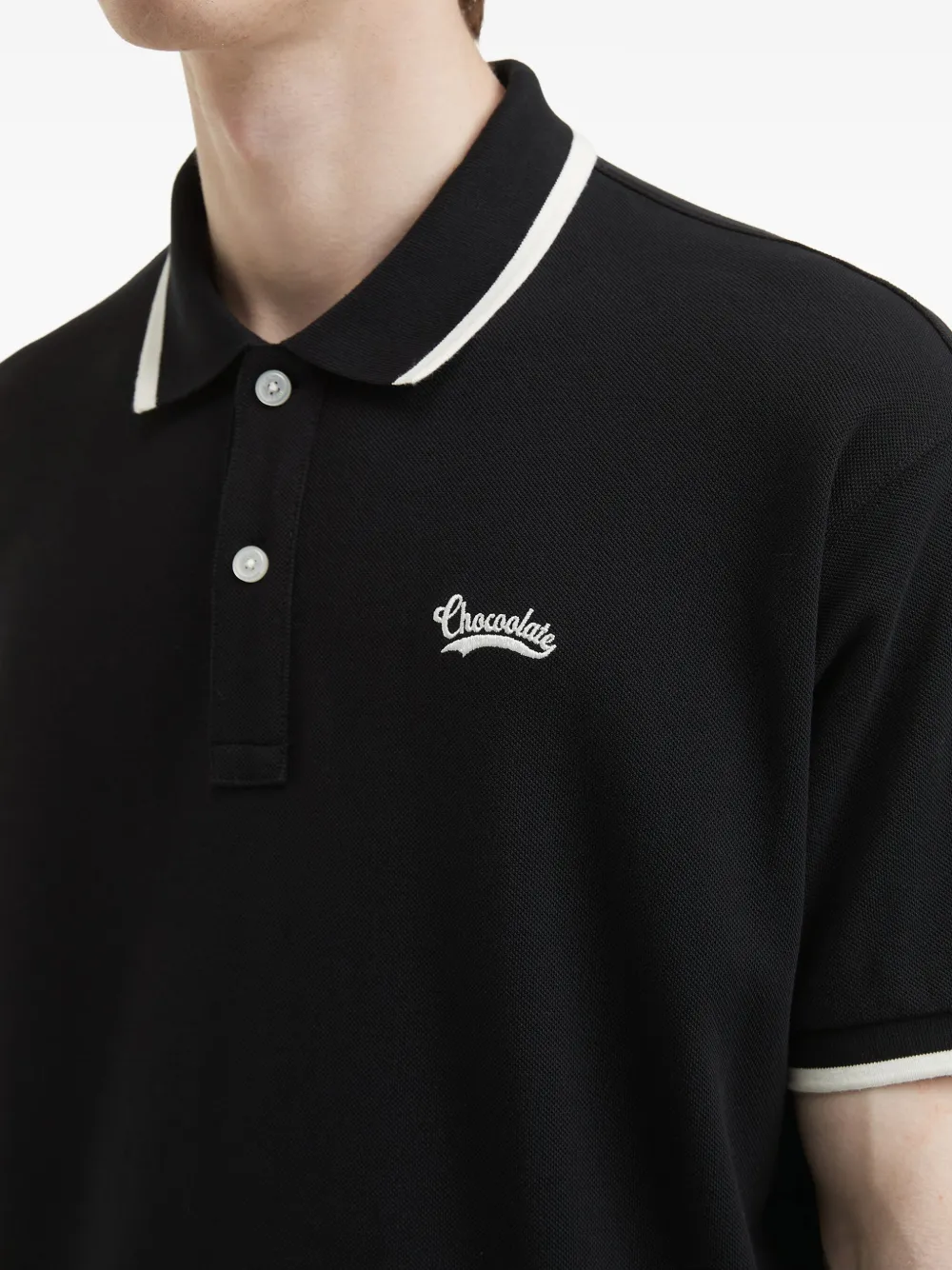 CHOCOOLATE Poloshirt met geborduurd logo Zwart