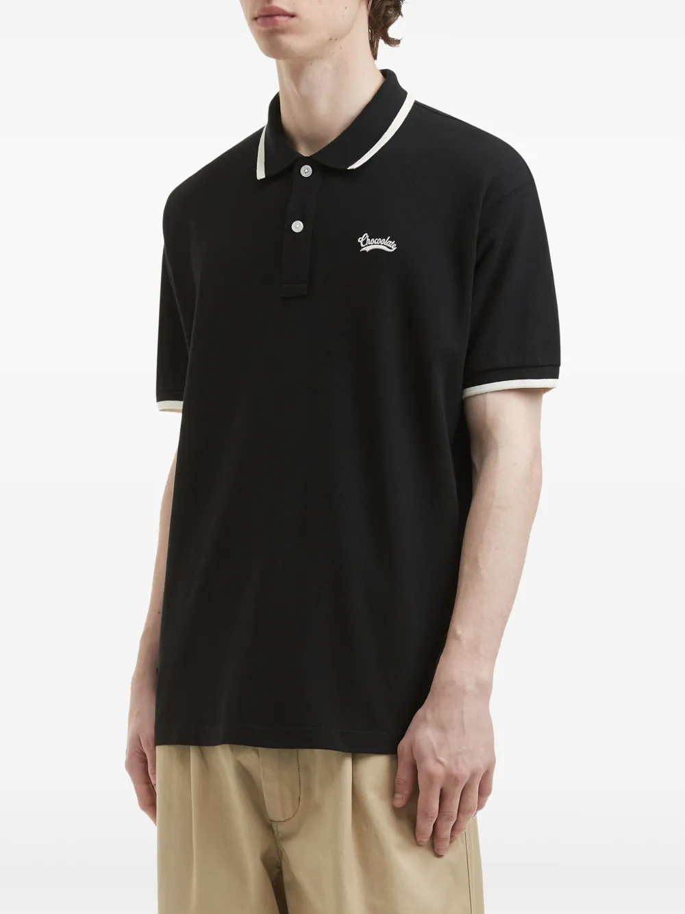 CHOCOOLATE Poloshirt met geborduurd logo Zwart
