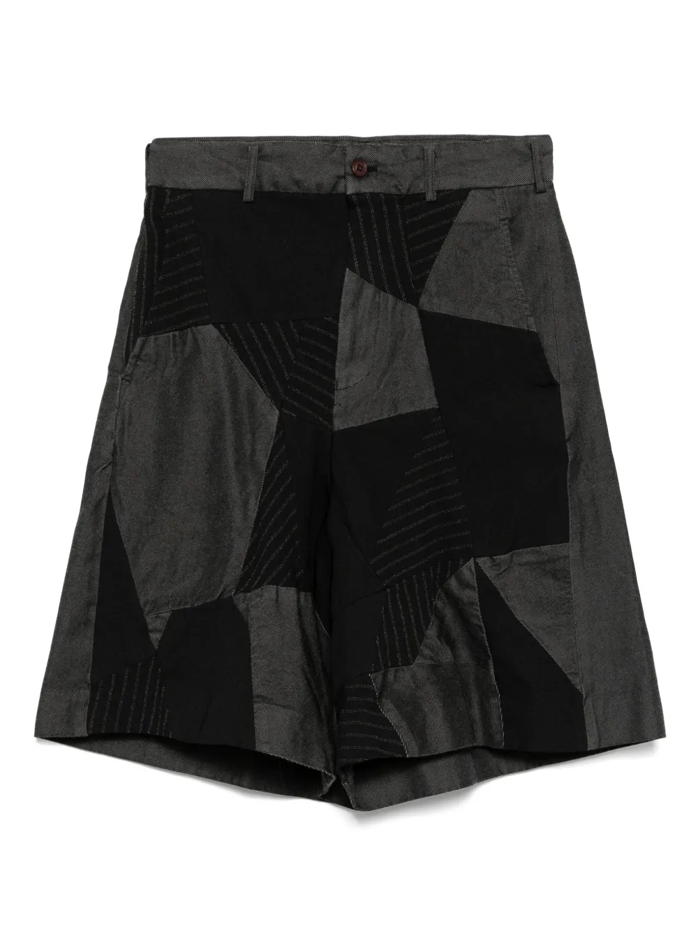 Black Comme Des Garçons Bermuda de gabardine com patchwork | Preto | Image 1