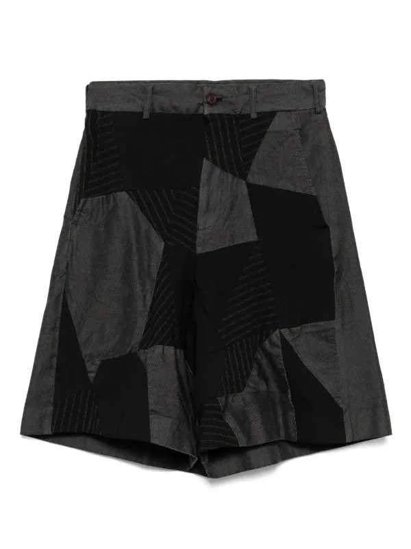 COMME des GARÇONS パッチワークショートパンツ S Black Comme Des Garçons ギャバジン パッチワーク ショート