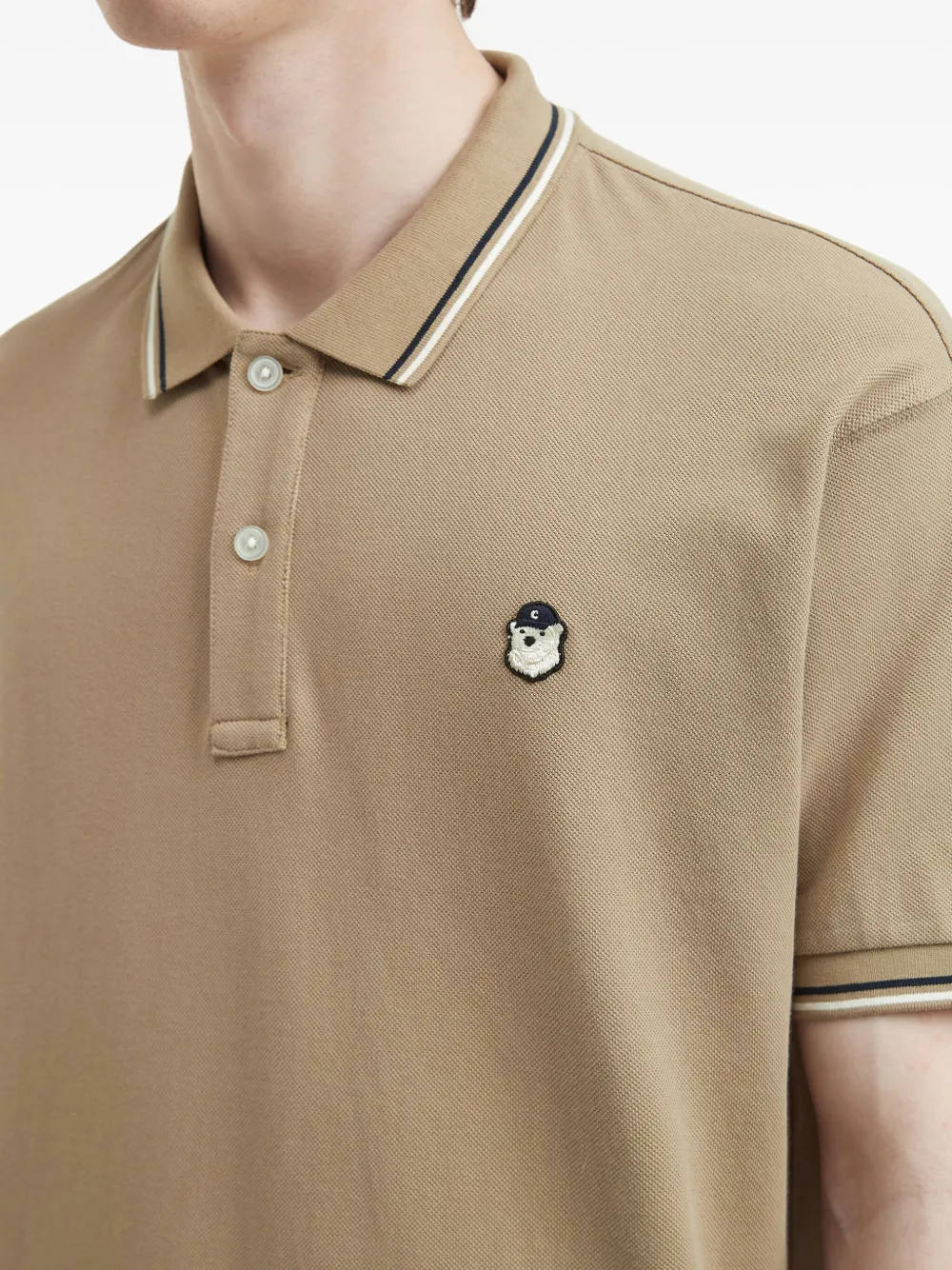 CHOCOOLATE Poloshirt met logopatch Beige