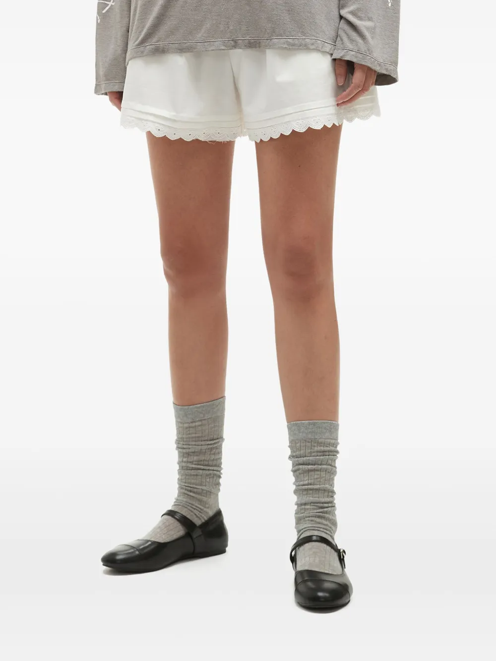 tout a coup Shorts met gewelfde afwerking Wit