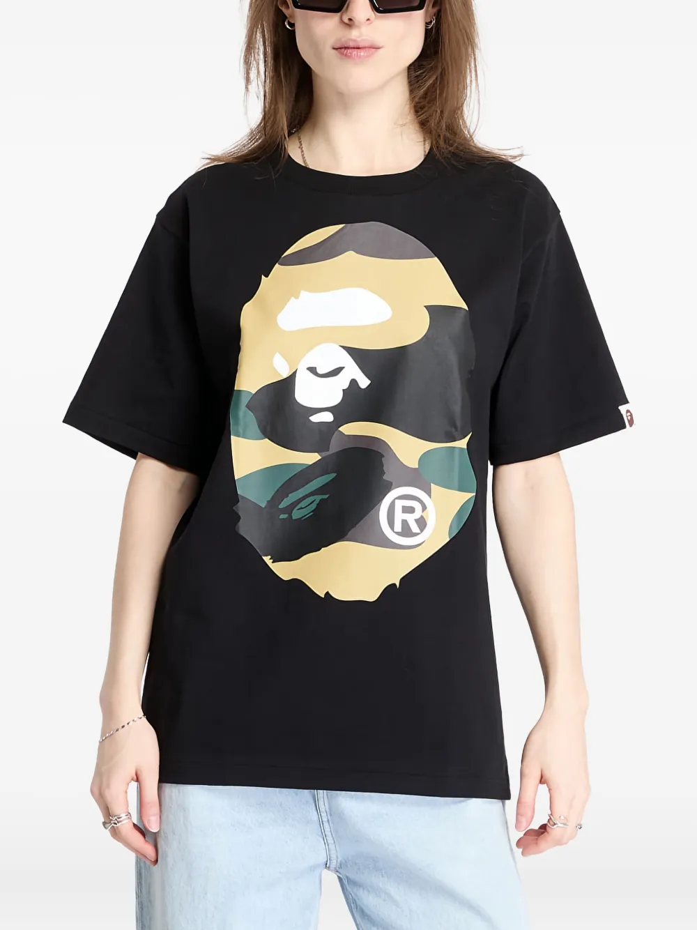 A BATHING APE 1st Camo T-shirt met print Zwart