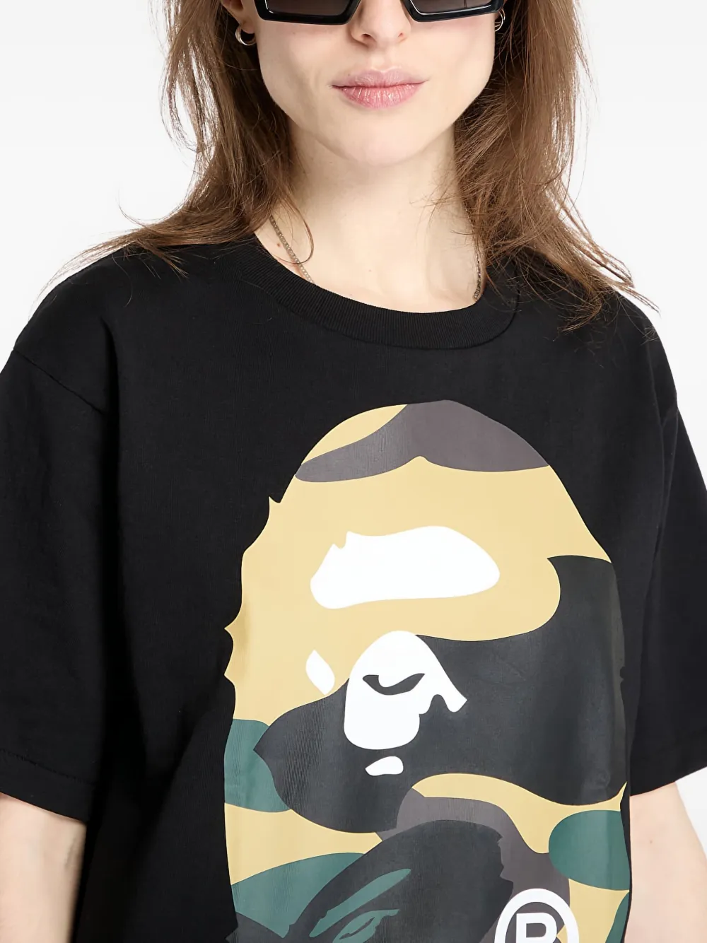 A BATHING APE 1st Camo T-shirt met print Zwart