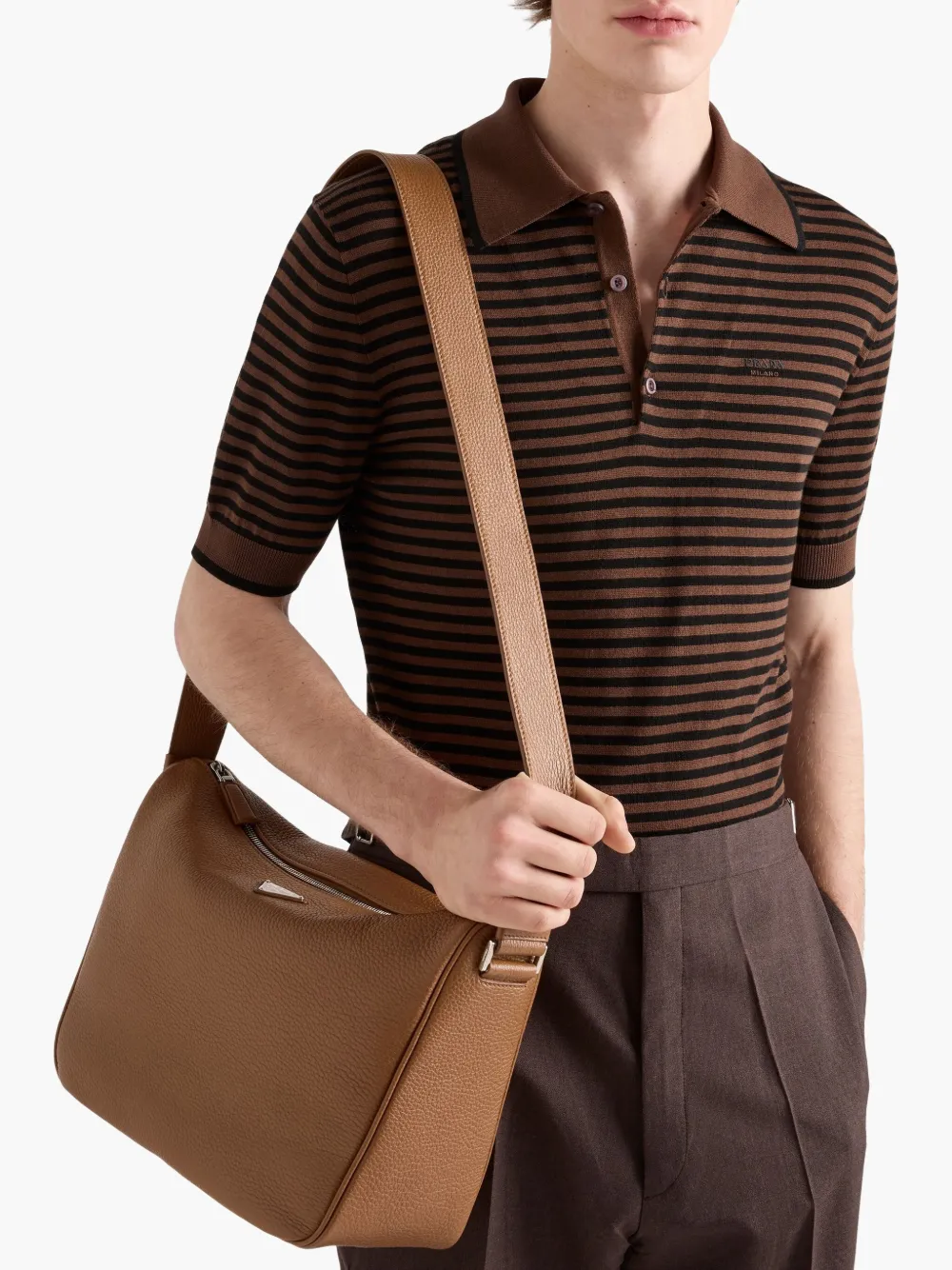 Prada Leren schoudertas Bruin