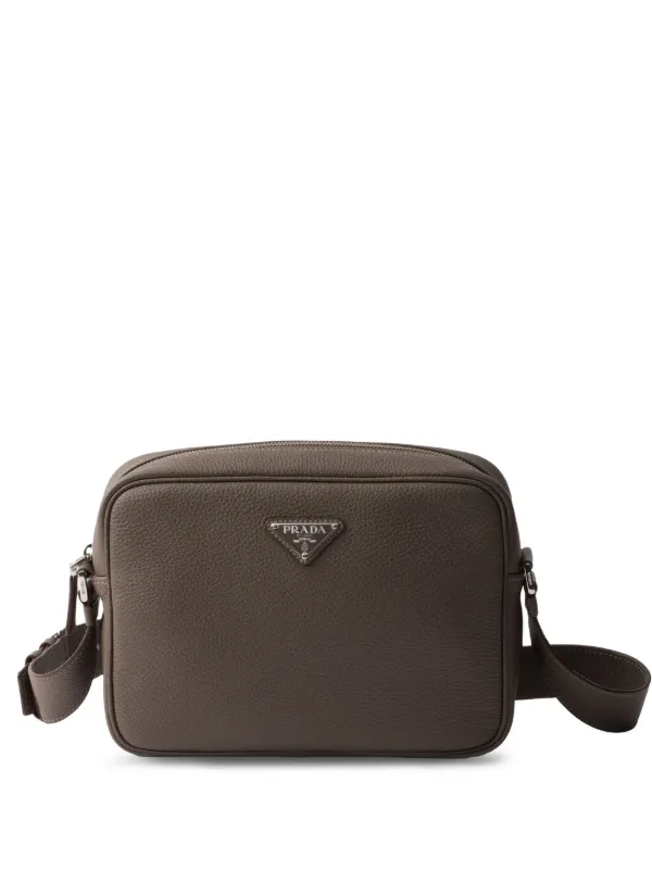 Prada Textured Leather Crossbody Bag Grey FARFETCH PH