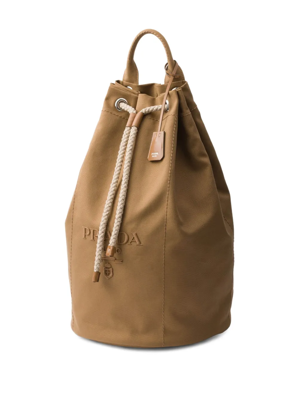 Prada Structured Leather Backpack With Logo Zipper Closure