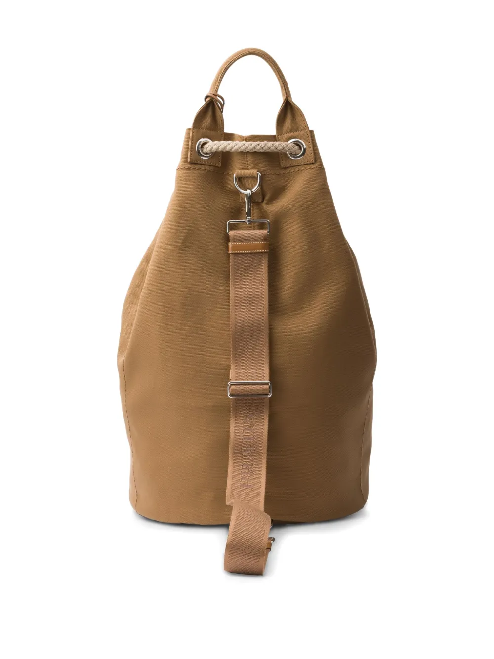 Prada Structured Leather Backpack With Logo Zipper Closure