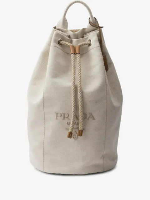Prada linen blend drawstring duffel bag