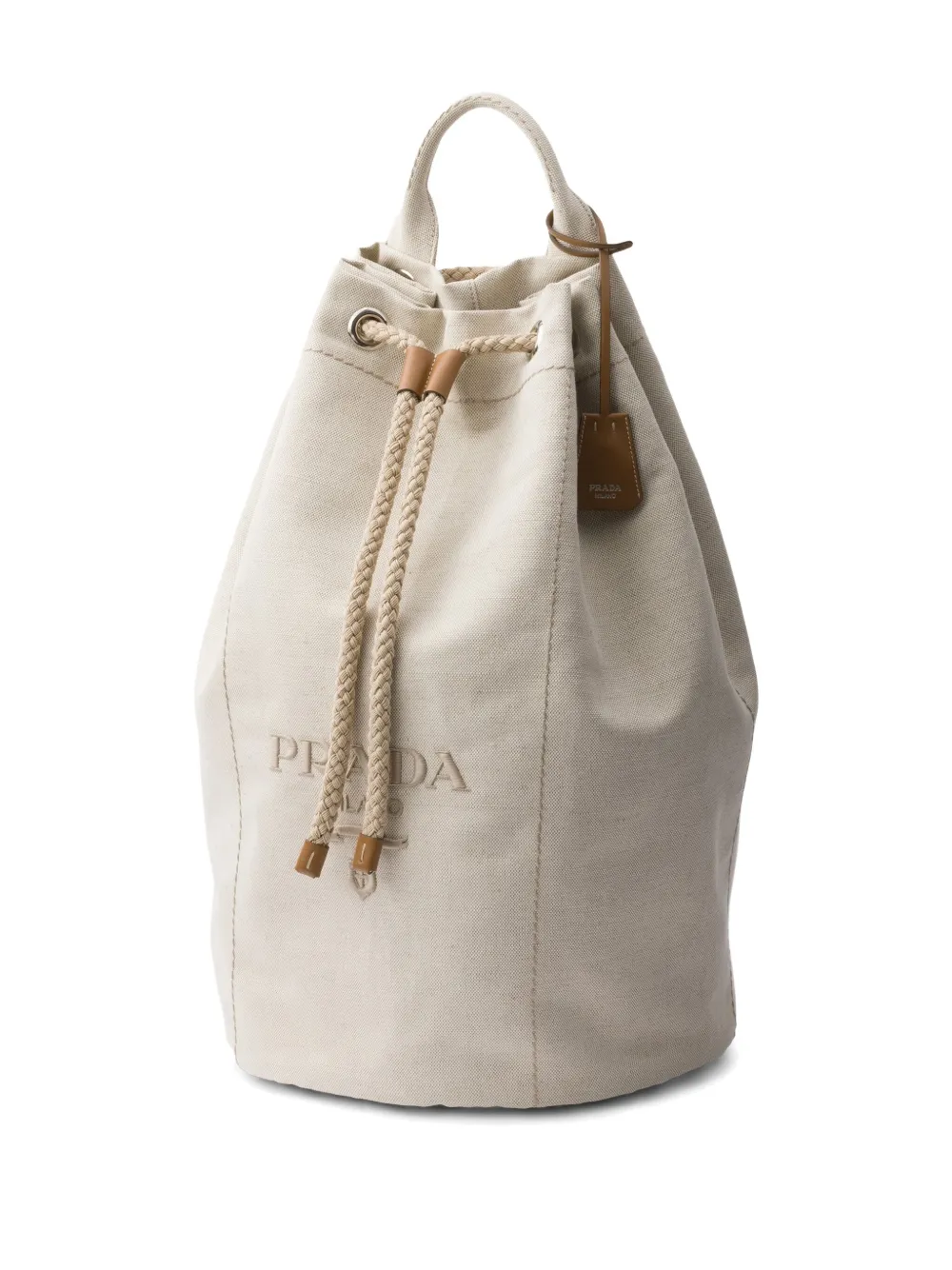 Prada Structured Leather Backpack With Logo Zipper Closure