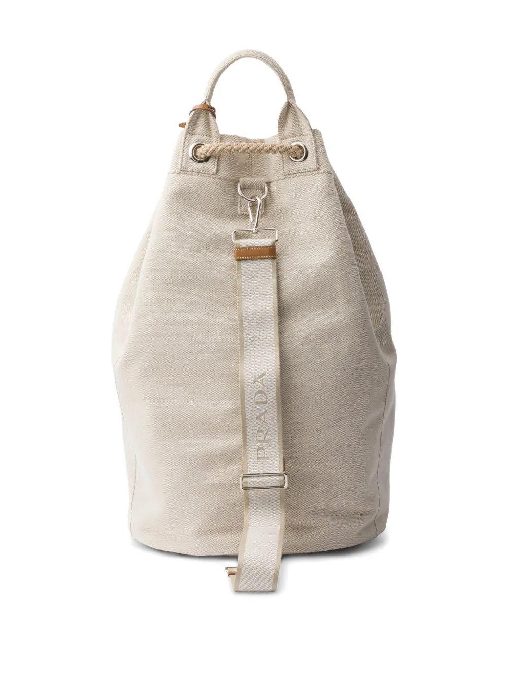 Prada Structured Leather Backpack With Logo Zipper Closure