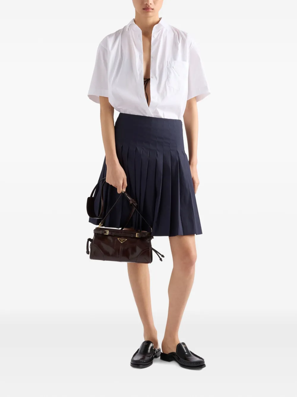 Prada Mini-plooirok - Bruin