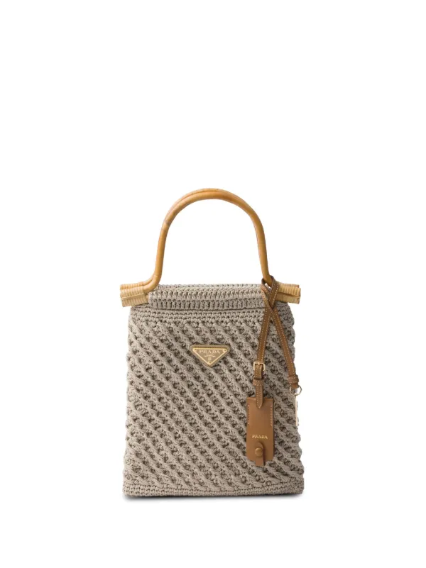 Prada Mini Cotton Crochet Handbag in Neutrals
