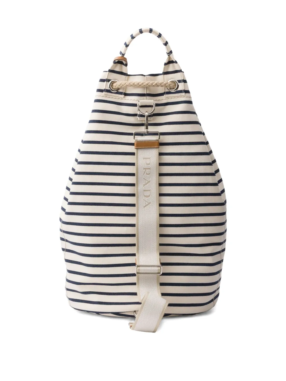 Prada Structured Leather Backpack With Logo Zipper Closure