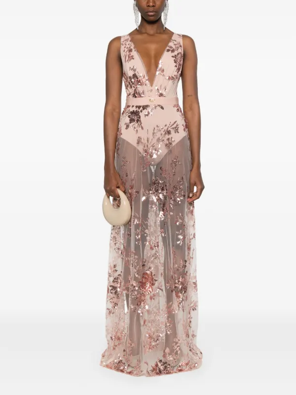 Elisabetta Franchi sequin-embellished Gown | Pink | FARFETCH