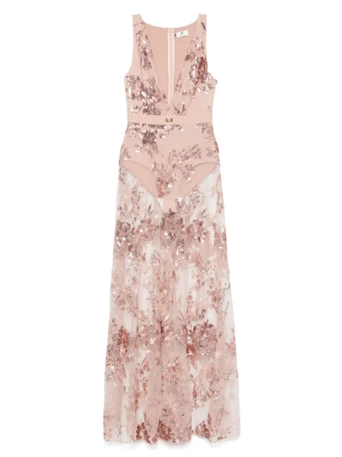 Robe longue à sequins - Elisabetta Franchi - Modalova