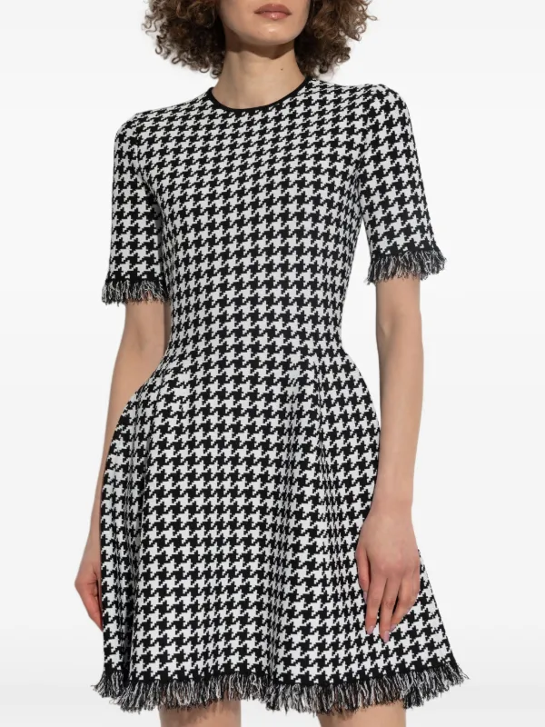 Alexander McQueen Houndstooth Dress Black FARFETCH