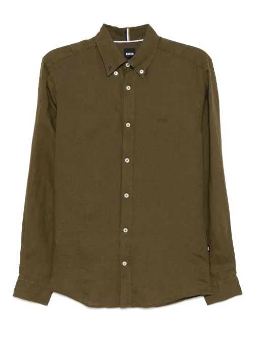 BOSS chemise en lin - Vert - BOSS - Modalova