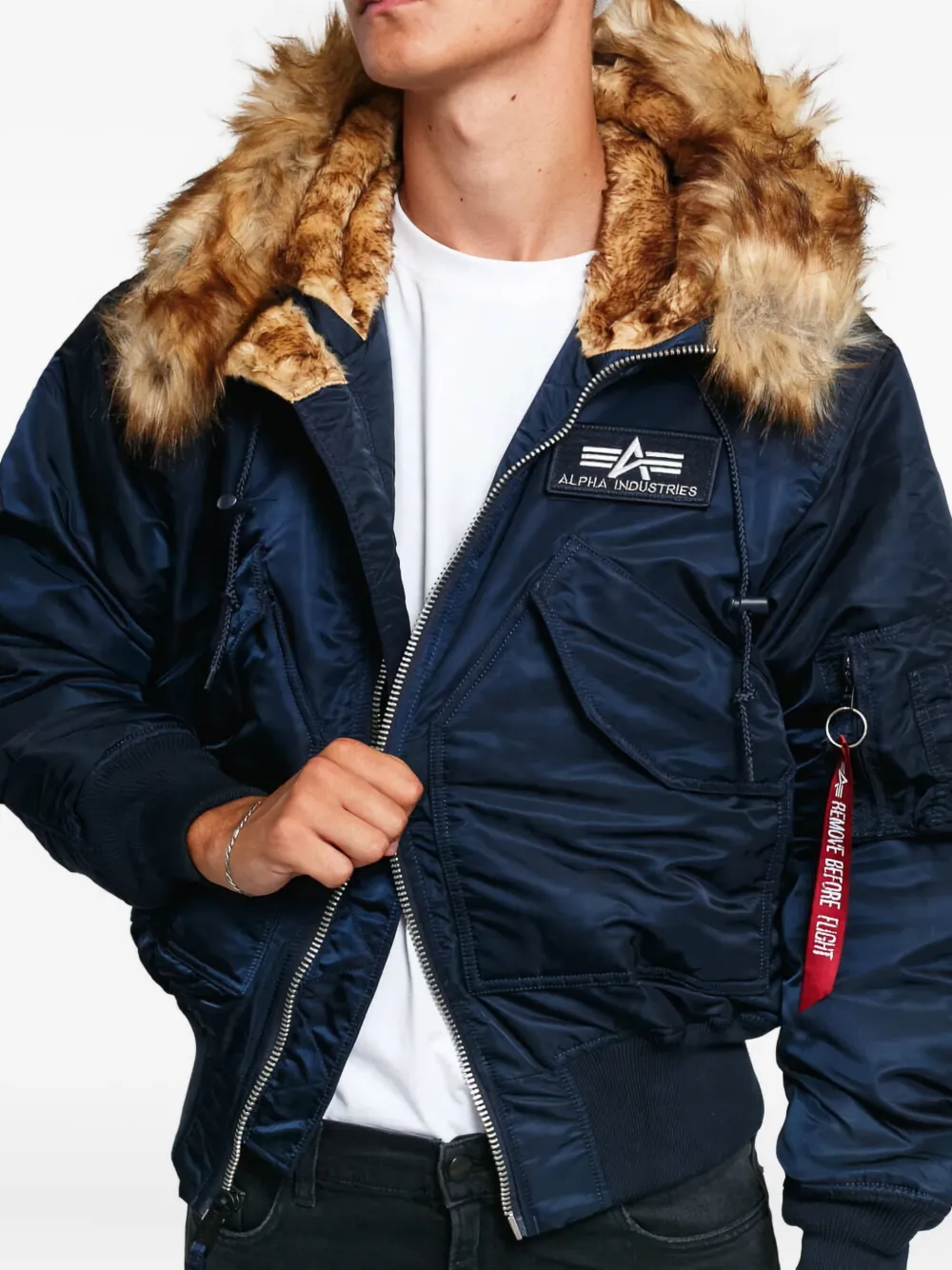 Alpha Industries 45P faux fur-trimmed hooded bomber jacket | Bomber Jackets | Image 2