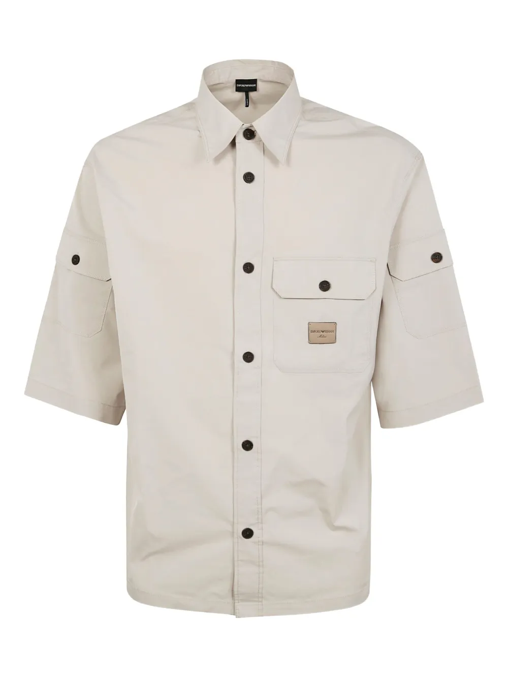 Emporio Armani Overhemd met logopatch Beige