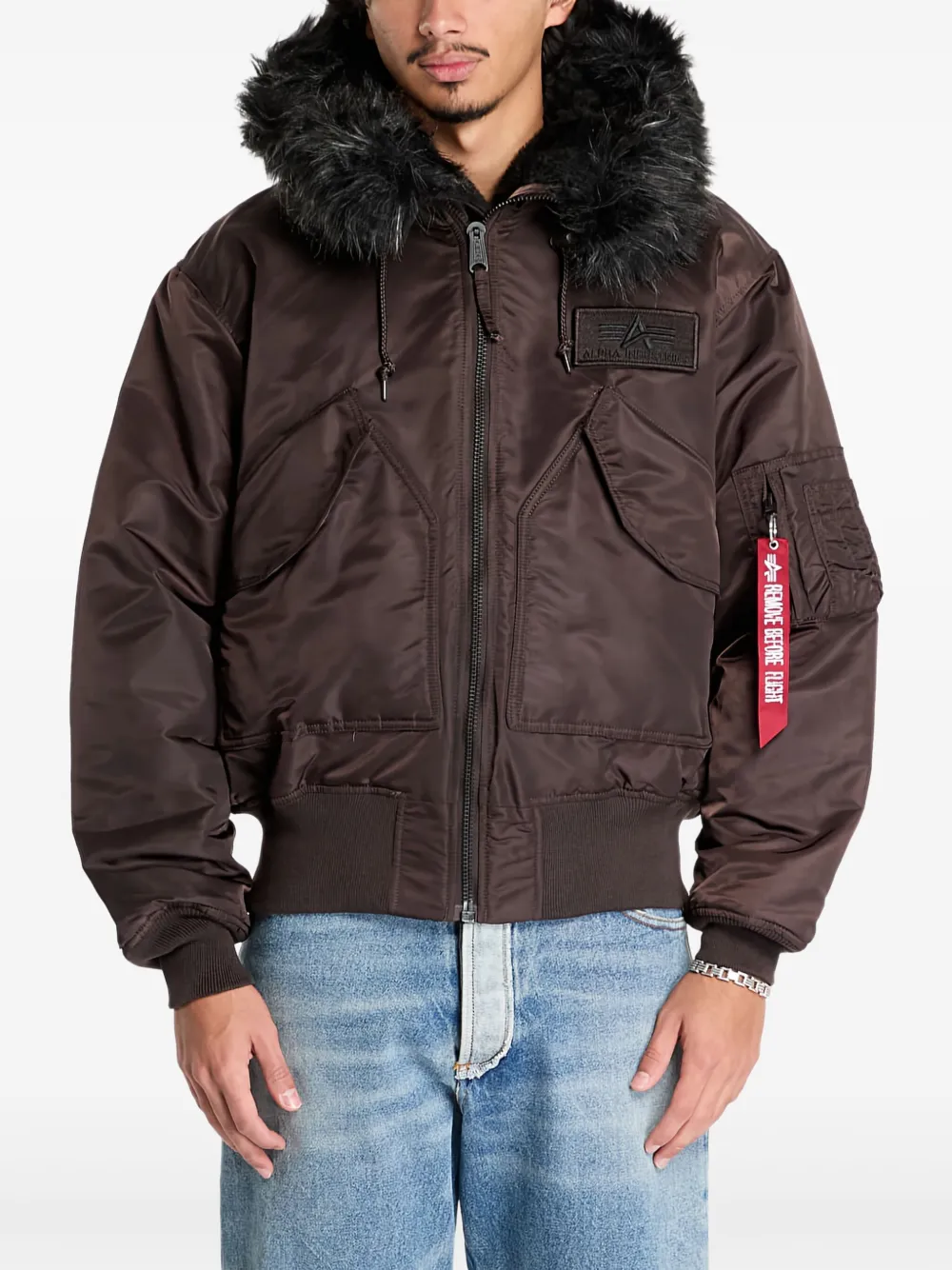 Alpha Industries Bomberjack met rits Bruin