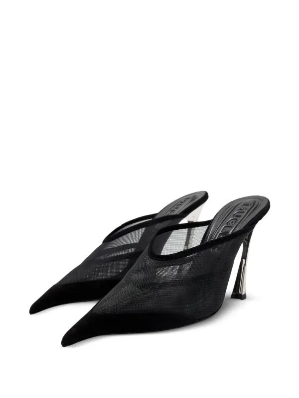 【関税込み】Mugler ブラック Fang 95 メッシュ ミュール 関税込み】Mugler ブラック Fang 95 メッシュ ミュール