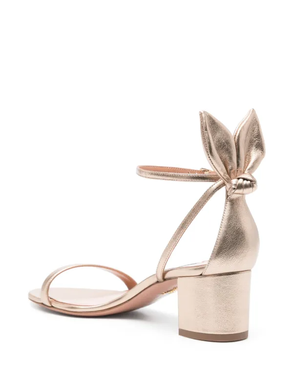 Aquazzura 50mm Bow Tie Sandals | Gold | FARFETCH