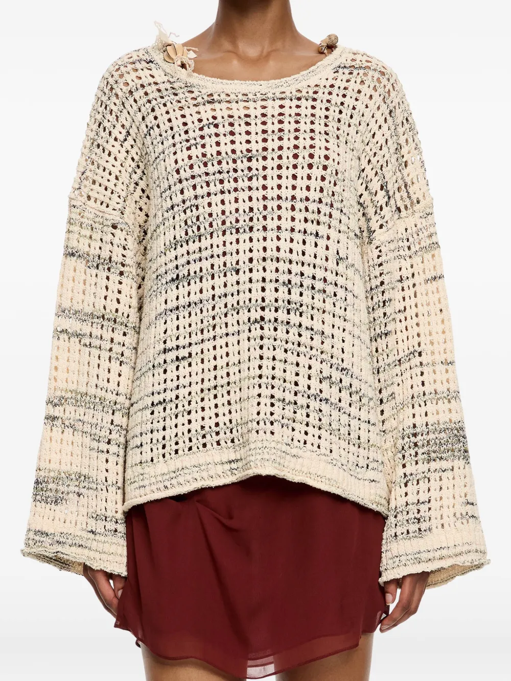 Bimba y Lola Opengebreide trui Beige