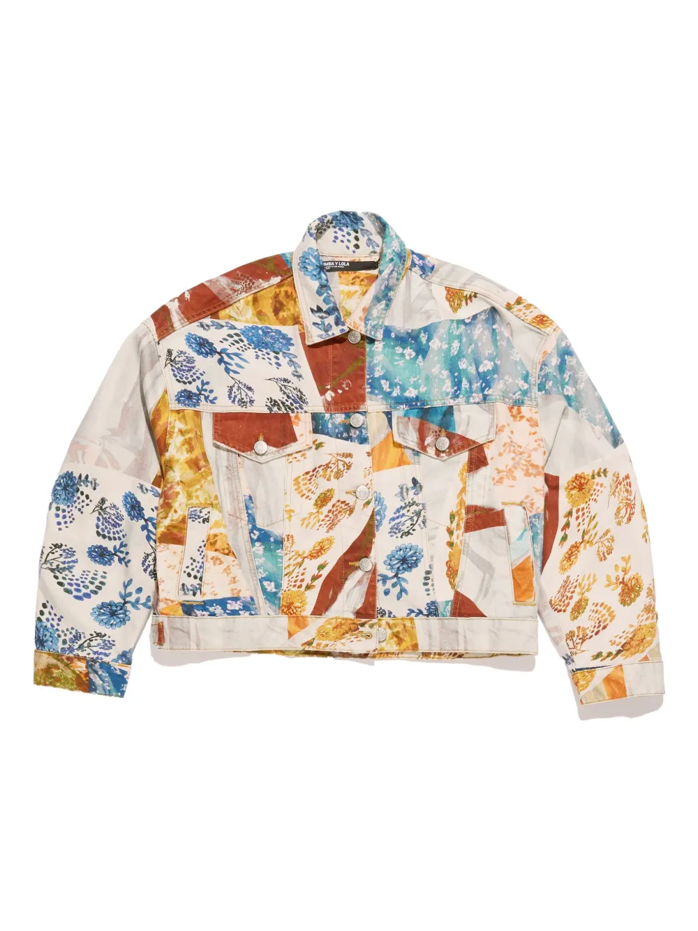Bimba y Lola Denim jack met patchwork Beige
